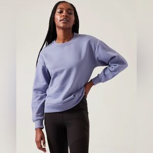 Athleta RetroPlush Crewneck Pullover Sweatshirt with Zip Pocket